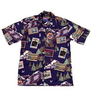 David Carey Skagway Alaska Tourism Sites Button Down Shirt Sz Large